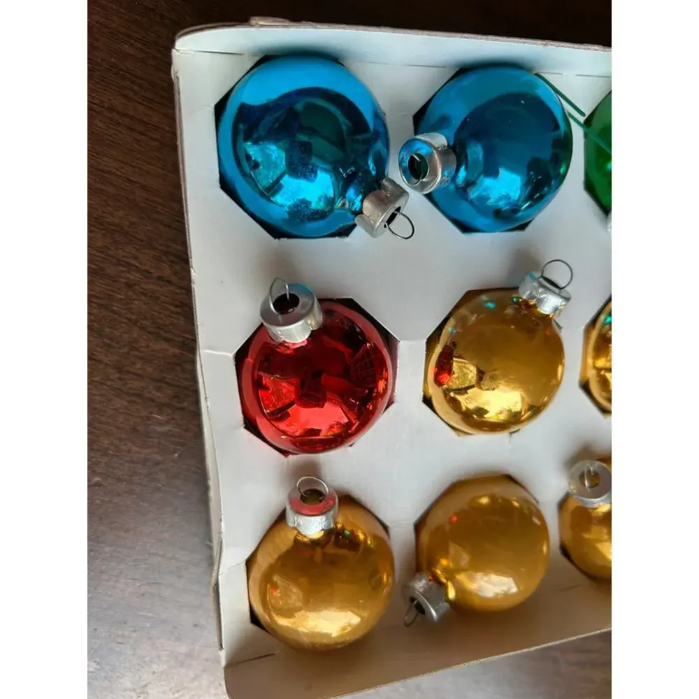Set of 15 vintage Holly brand glass ball Christmas ornaments